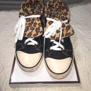 Black and leopard coach high top sneakers